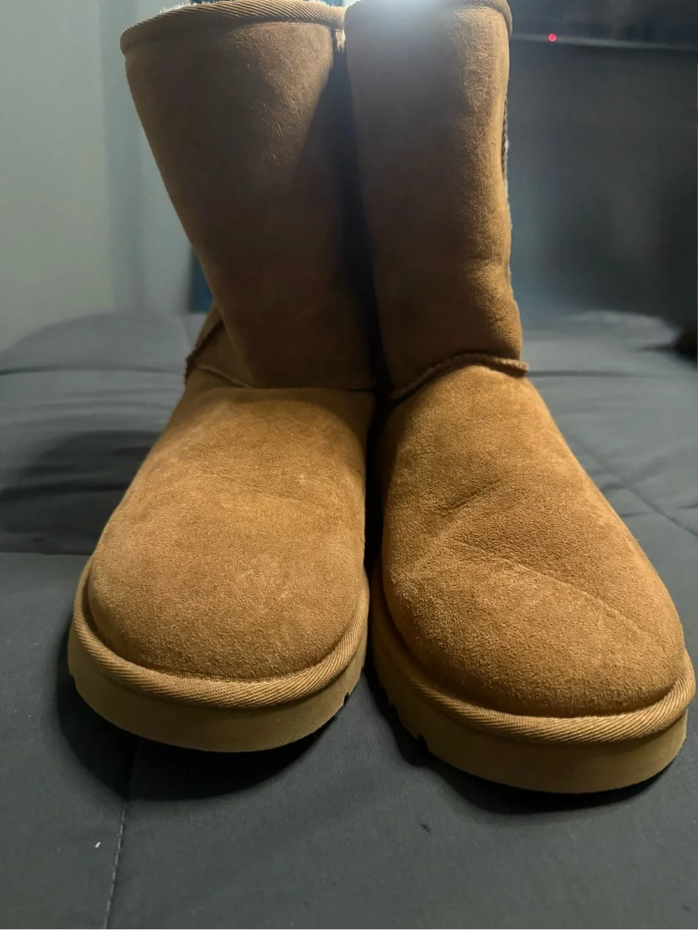 UGG Australia Classic Short Suede Shearling Boots Chestnut Tan Women's 10